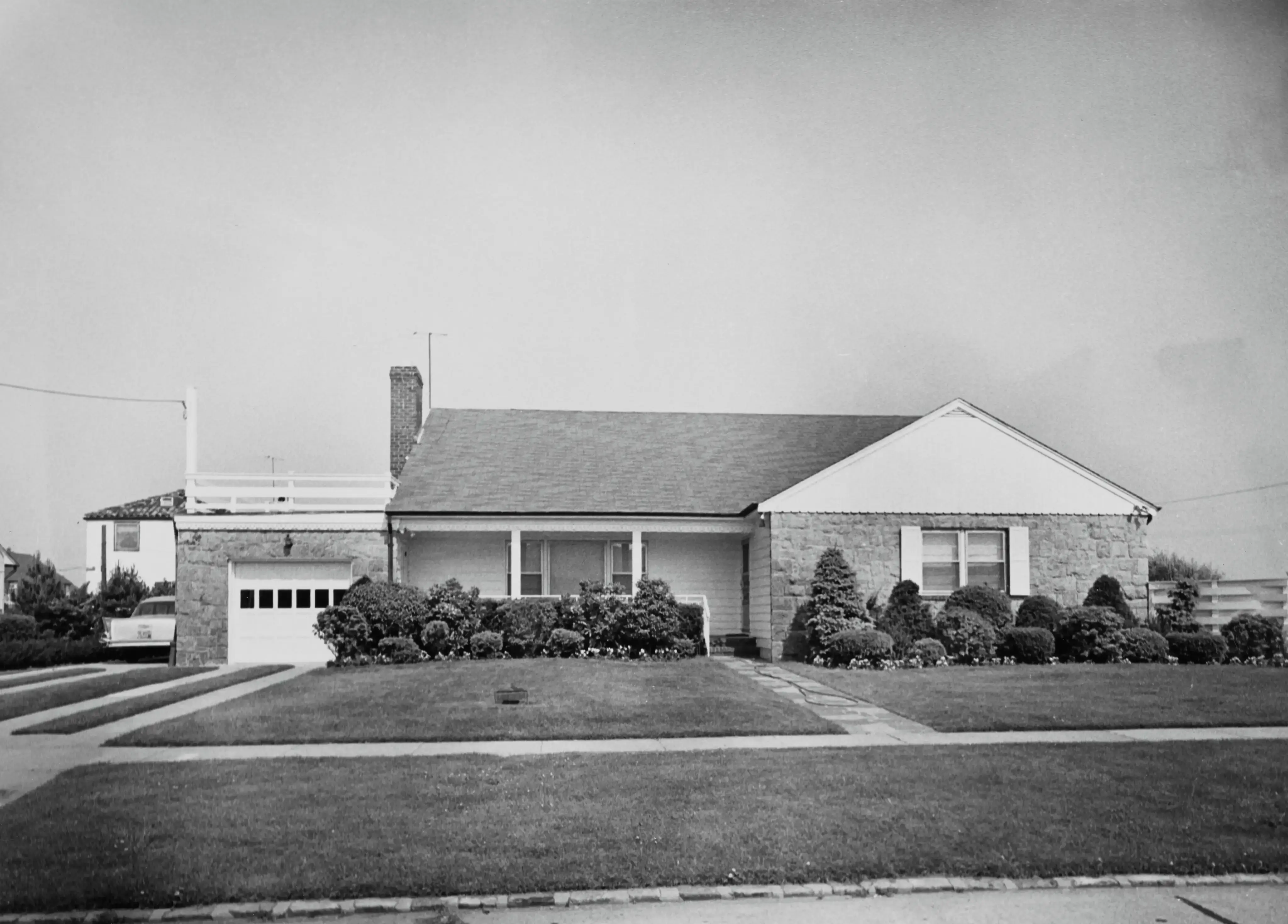 black and white family home photo